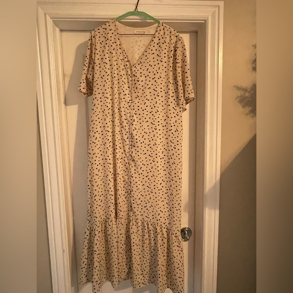 Cream with black flower maxi dress